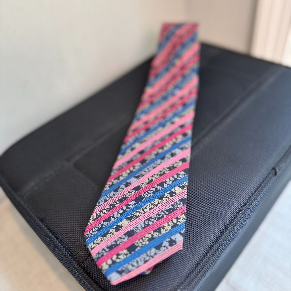 Missoni Cravatte Silk Tie Men's Pink Blue Multi Designer Italian Necktie